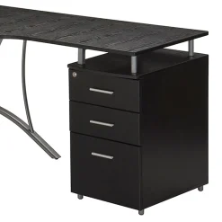 Techni Mobili Modern L-Shaped Computer Desk with File Cabinet, Espresso (RTA-4804L-ES)