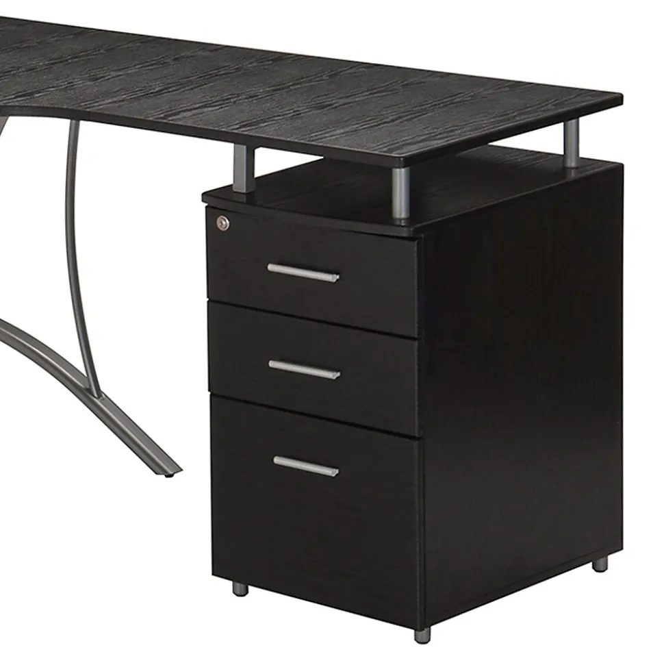 Techni Mobili Modern L-Shaped Computer Desk with File Cabinet, Espresso (RTA-4804L-ES)