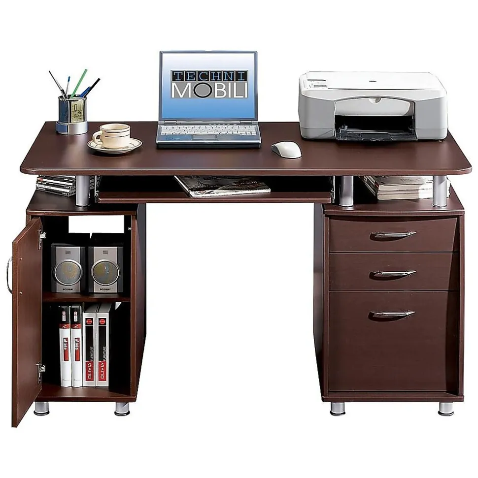 Techni Mobili 47"W Computer Desk, Chocolate (RTA-4985-CH36)