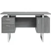 Techni Mobili 51.25"W Modern Office Desk with Storage, Gray (RTA-7002-GRY)