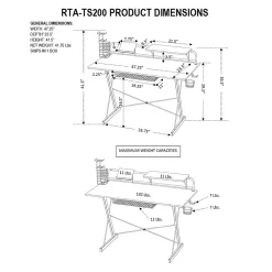 Techni Sport Carbon Computer Gaming Desk with Shelving, Black (RTA-TS200-BK)