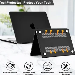 Techprotectus Hard-Shell Laptop Sleeve with Keyboard Cover, Black, (TP-BK-MA13M2)