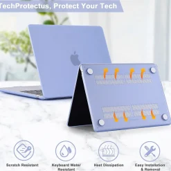 Techprotectus Hard-Shell Laptop Sleeve with Keyboard Cover, Serenity Blue, (TP-SB-K-MA13M2)