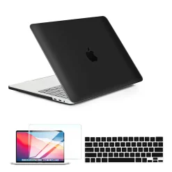 Techprotectus Laptop Case with Keyboard Cover and Screen Protector, Black, Plastic (TP-BK-K-MA13M1)