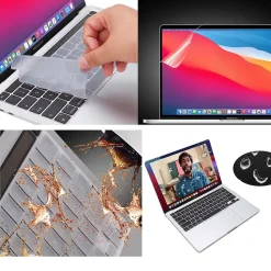 Techprotectus Laptop Case with Keyboard Cover and Screen Protector, White Marble, Plastic (TP-WM-K-MP14M1)