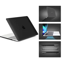 Techprotectus Laptop Case with Keyboard Cover and Screen Protector, Black, Plastic (TP-BK-K-MP13M1)