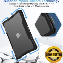 Techprotectus Rugged Laptop Sleeve with Keyboard Cover for Apple 13.6 Macbook Air 2022 M2, Black (TP-RBK-MA13M2)