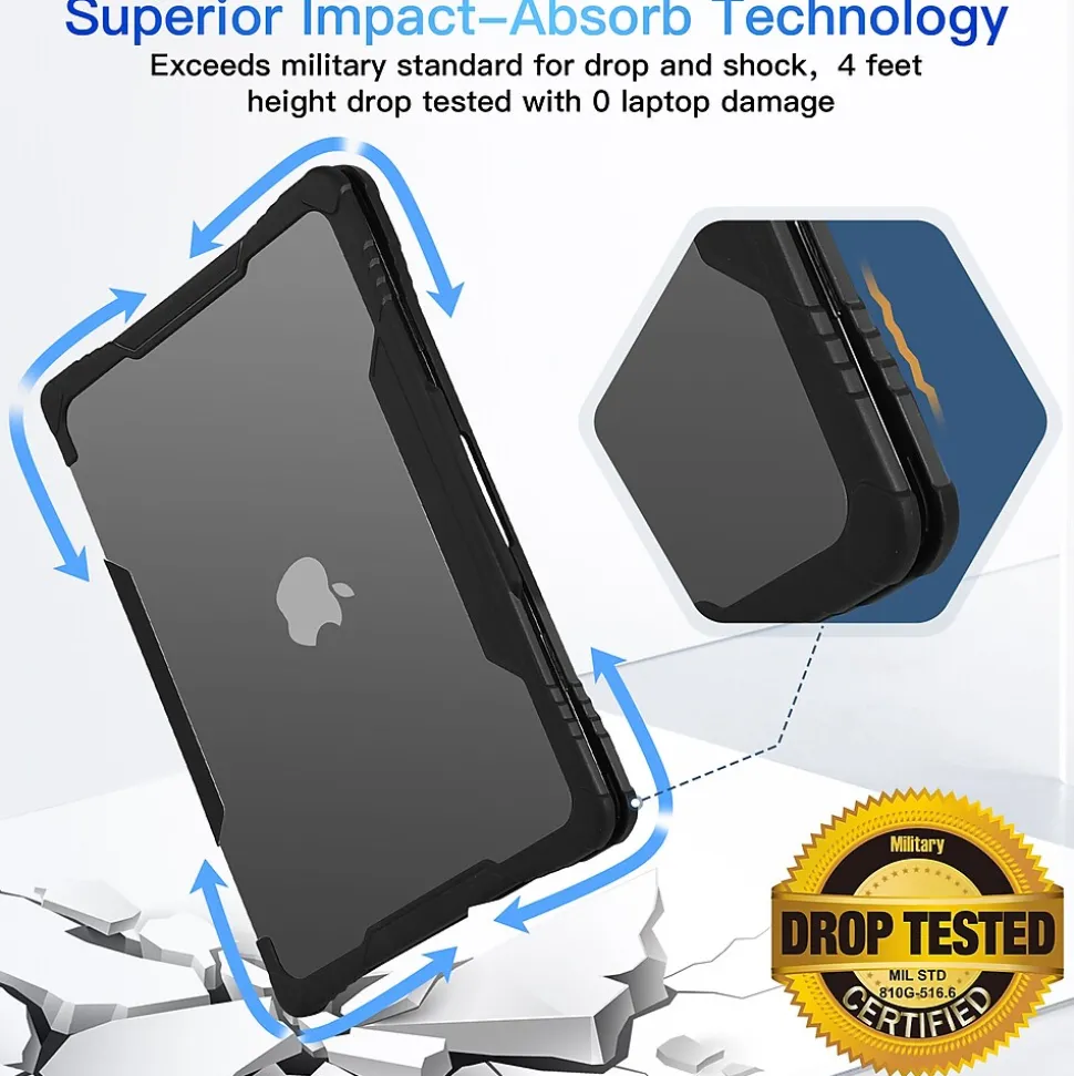 Techprotectus Rugged Laptop Sleeve with Keyboard Cover for Apple 13.6 Macbook Air 2022 M2, Black (TP-RBK-MA13M2)