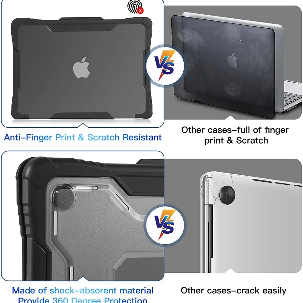 Techprotectus Rugged Laptop Sleeve with Keyboard Cover for Apple 13.6 Macbook Air 2022 M2, Black (TP-RBK-MA13M2)