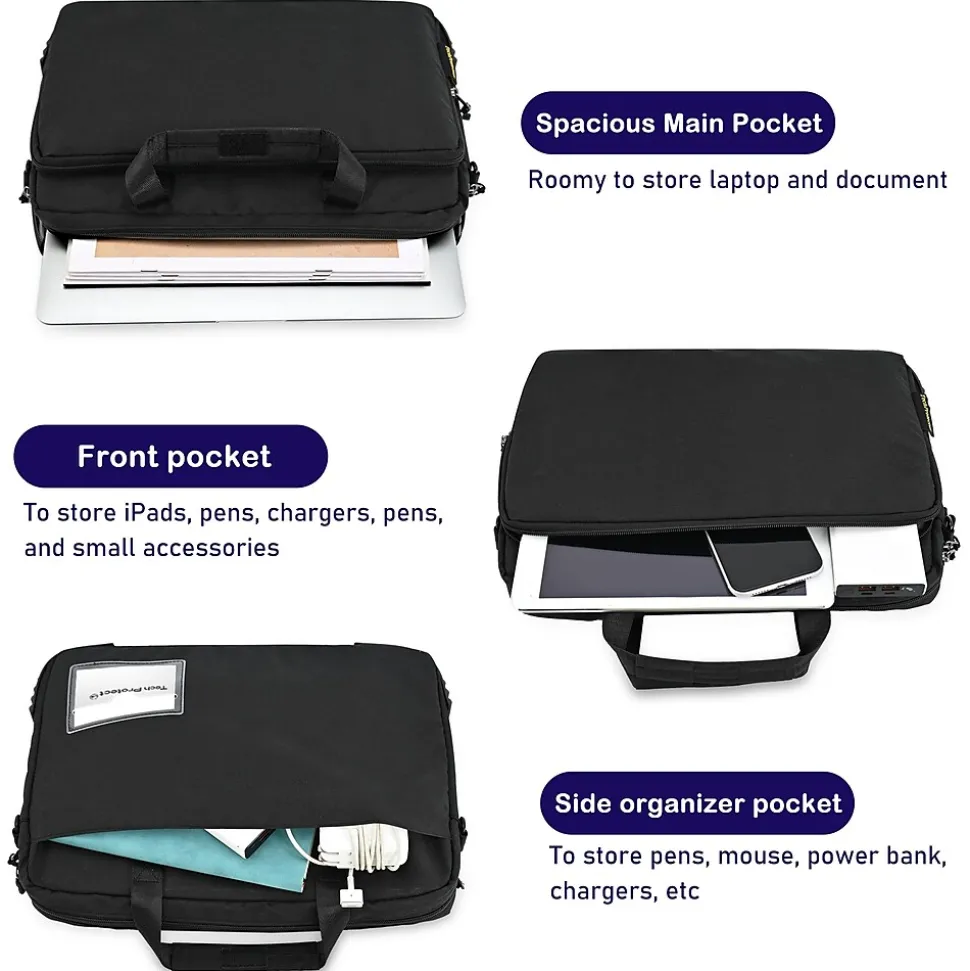 TechProtectus Shockproof Laptop Briefcase for 11-13" Laptops, Black (RTP-BK-BC13)