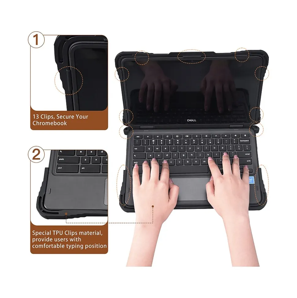 TechProtectus ShockProof 11.6" Laptop Case for Dell 3110 Chromebook, Shock-Absorbing, Black (TP-CL-DE3110)