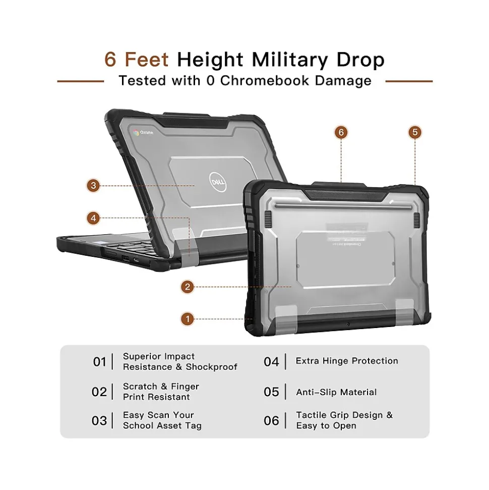 TechProtectus ShockProof 11.6" Laptop Case for Dell 3110 Chromebook, Shock-Absorbing, Black (TP-CL-DE3110)