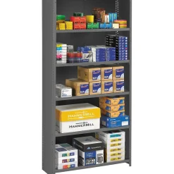 Tennsco® Closed Commercial Steel Shelving, 6-Shelf, Medium Gray, 75Hx36Wx12"D
