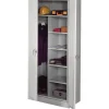 Tennsco Deluxe Combination Storage Cabinet, 6-Shelf, 1 Closet, Light Grey, 78"H x 36"W x 18"D