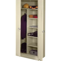 Tennsco Deluxe Combination Storage Cabinet, 6-Shelf, 1 Closet, Putty, 78"H x 36"W x 18"D