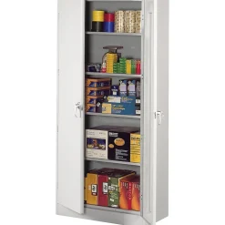 Tennsco Deluxe Storage Cabinet with Double Hinge Doors, 5-Shelf, Light Grey, 78"H x 36"W x 24"D