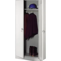 Tennsco Deluxe Wardrobe Storage Cabinet with Double Hinge Doors, 1-Shelf, 1 Closet, Light Grey, 78"H x 36"W x 24"D