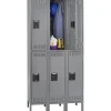 Tennsco Double Tier Locker with Legs, 3 Units, 6 Lockers, Medium Grey, 78"H x 36"W x 18"D