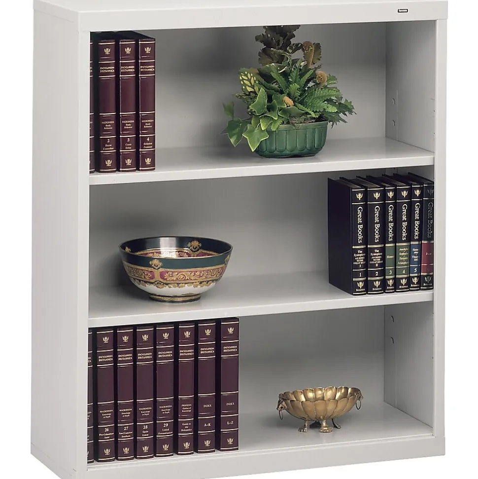 Tennsco 40"H 3-Shelf Welded Bookcase, Light Grey (TNN-B42LGY)