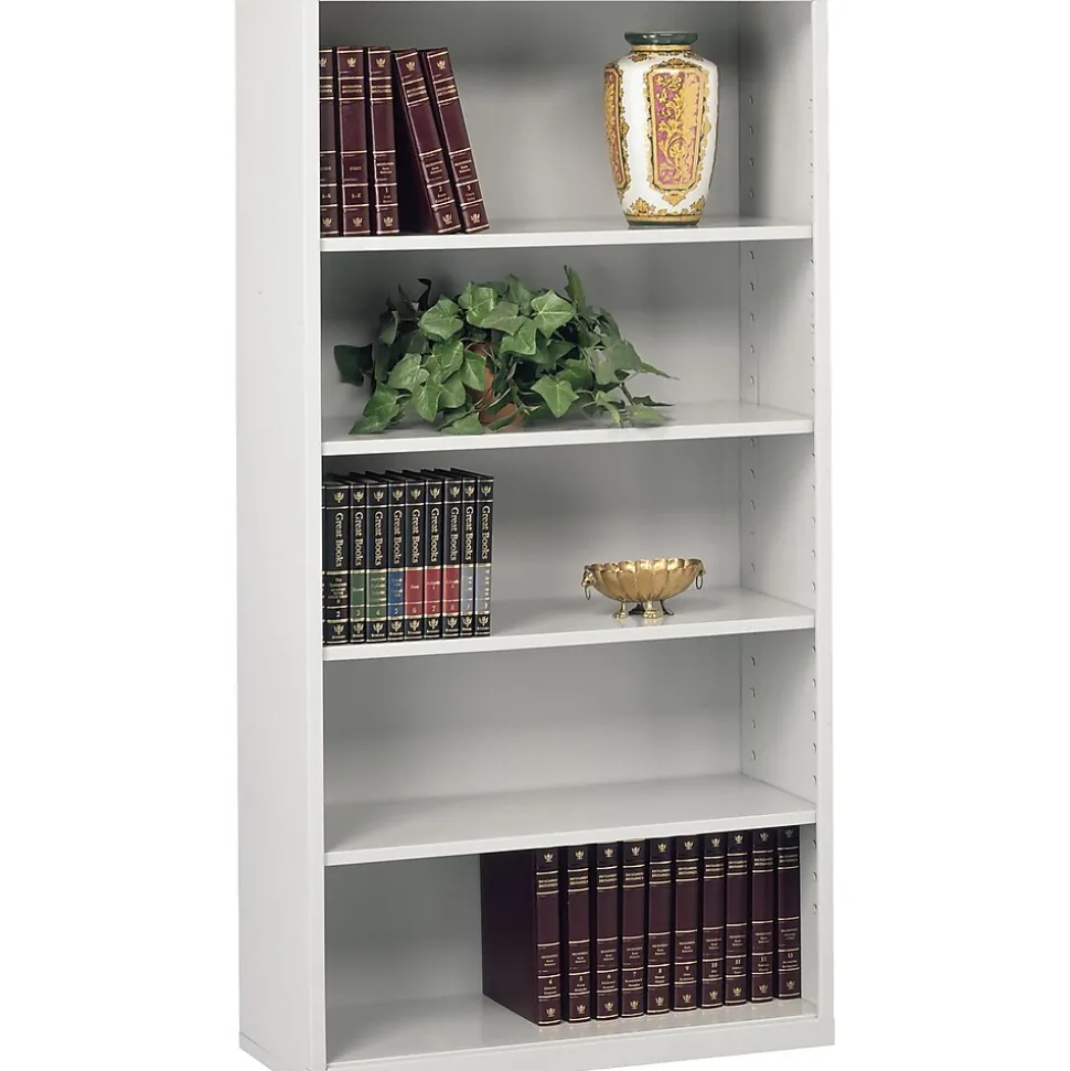 Tennsco 66"H 5-Shelf Welded Bookcase, Light Grey (TNN-B66LGY)