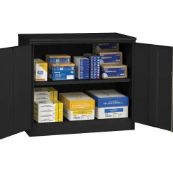 Tennsco Jumbo Counter-Height Storage Cabinet, 2-Shelf, Black, 42"H x 48"W x 24"D