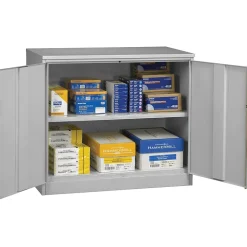 Tennsco Jumbo Counter-Height Storage Cabinet, 2-Shelf, Light Grey, 42"H x 48"W x 24"D