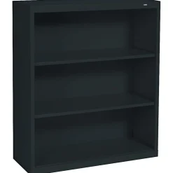 Tennsco Metal 3-Shelf Bookcase, 40" x 34.5" x 13.5", Black (100615)
