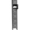 Tennsco Six Tier Box Locker with Legs, Single Unit, 6 Lockers, Medium Grey, 78"H x 12"W x 12"D