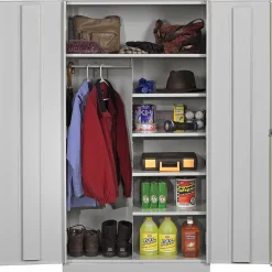Tennsco Standard Combination Cabinet with Double Hinge Doors, 6-Shelf, 1 Closet, Light Grey, 72"H x 36"W x 24"D