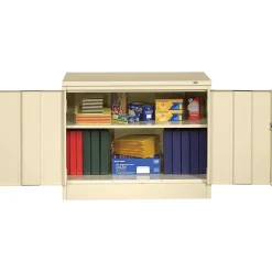 Tennsco Standard Desk-Height Storage Cabinet with Double Hinge Doors, 2-Shelf, Putty, 30"H x 36"W x 18"D