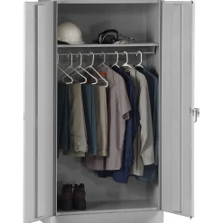Tennsco Standard Wardrobe Cabinet with Double Hinge Doors, 1-Shelf, 1 Closet, Light Grey, 72"H x 36"W x 18"D