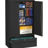 Tennsco Storage Cabinet with Lateral Drawer, 4-Shelf, 1-Drawer, Black, 66"H x 36"W x 18"D