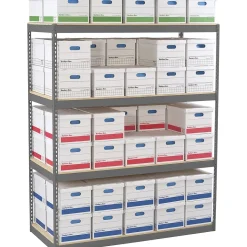 Tennsco Z-Line Record Archive Shelving Unit, Supports 8,000 lb., Medium Grey, 84"H x 69"W x 30"D