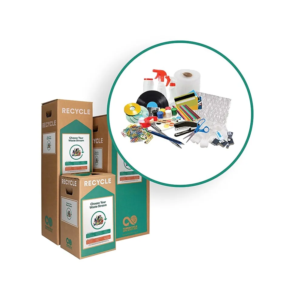 TerraCycle Cardboard Office Separation Recycling Box, 10.5 Gallon, White and Green (792)