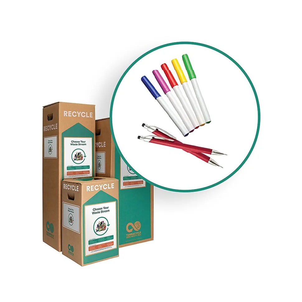 TerraCycle Cardboard Writing Tools Recycling Box, 21 Gallon, White and Green (216)