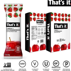 THAT'S IT Gluten Free Apple & Strawberry Nutrition Bar, 1.2 oz., 12 Bars/Box (307-00238)