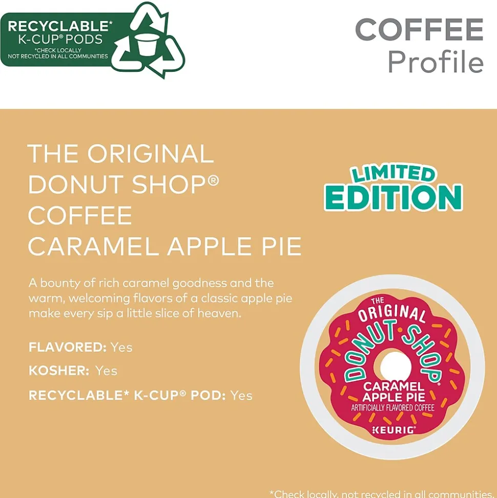 The Original Donut Shop Caramel Apple Pie Coffee, Keurig K-Cup Pod, Light Roast, 24/Carton (5000355500)