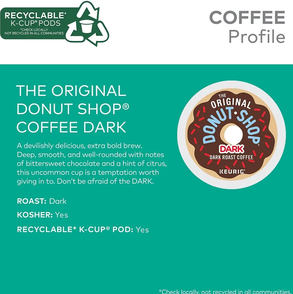 The Original Donut Shop DARK Coffee Keurig® K-Cup® Pods, Dark Roast, 48/Box (5000355634)