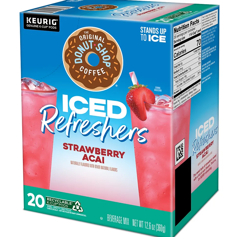 The Original Donut Shop Iced Refreshers Strawberry Acai Infused Water, Keurig® K-Cup® Pods, 80/Carton (5000379382CT)