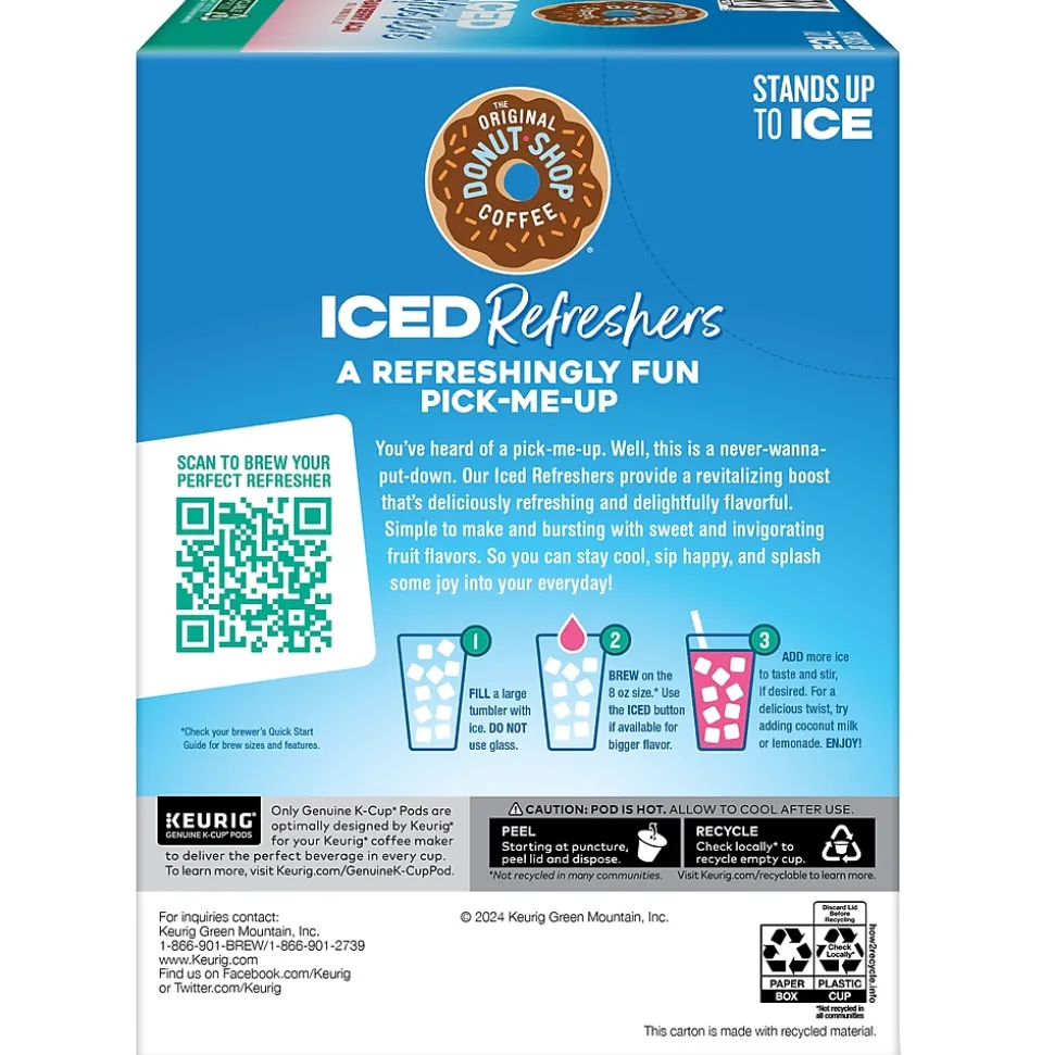 The Original Donut Shop Iced Refreshers Strawberry Acai Infused Water, Keurig® K-Cup® Pods, 80/Carton (5000379382CT)