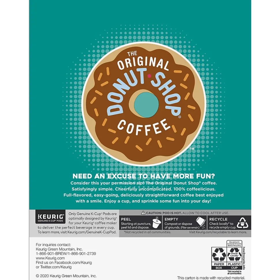 The Original Donut Shop Nutty + Caramel Coffee, Medium Roast, 0.34 oz. Keurig® K-Cup® Pods, 24/Box (374764)