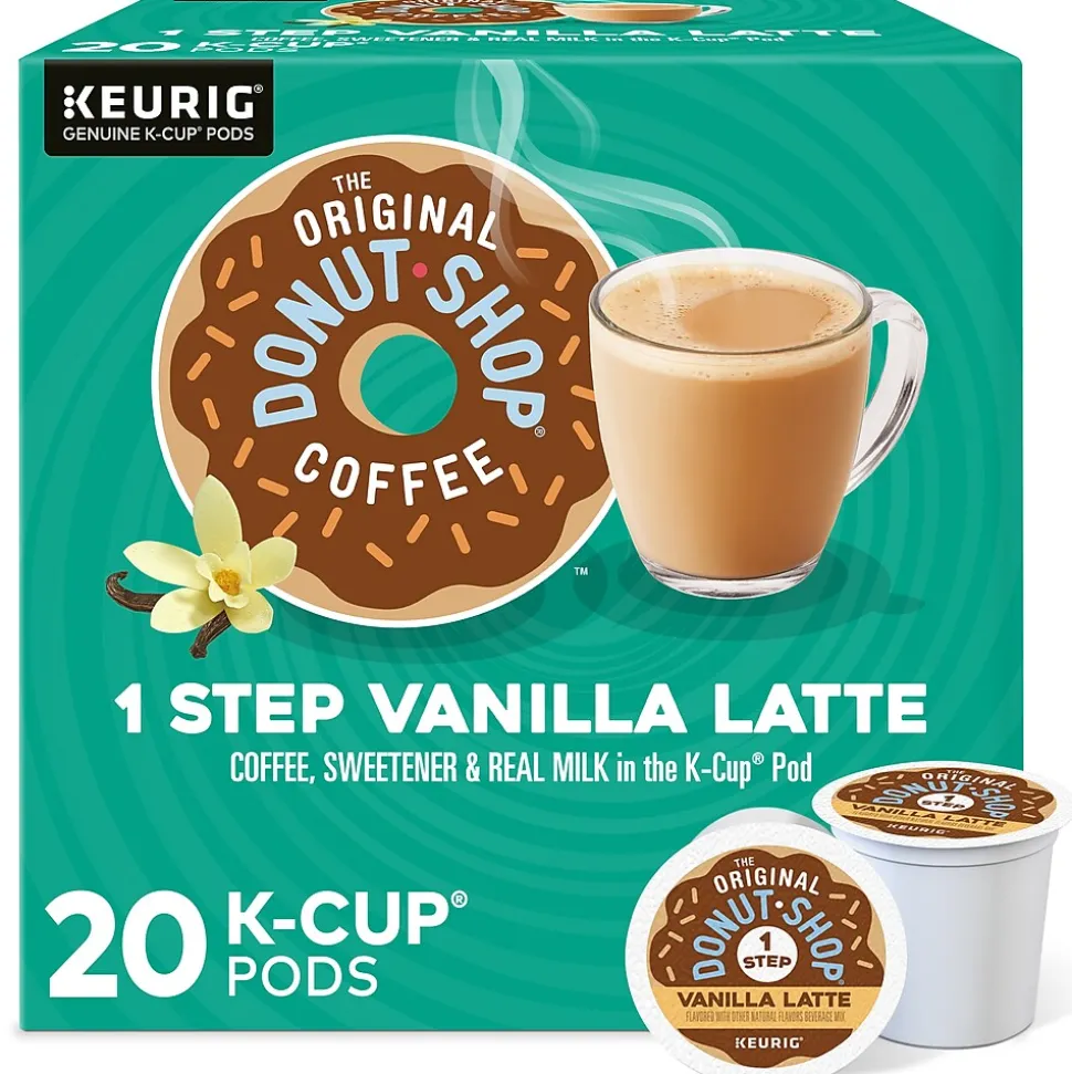 The Original Donut Shop One Step Vanilla Latte Coffee Keurig® K-Cup® Pods, Light Roast, 20/Box (381779)