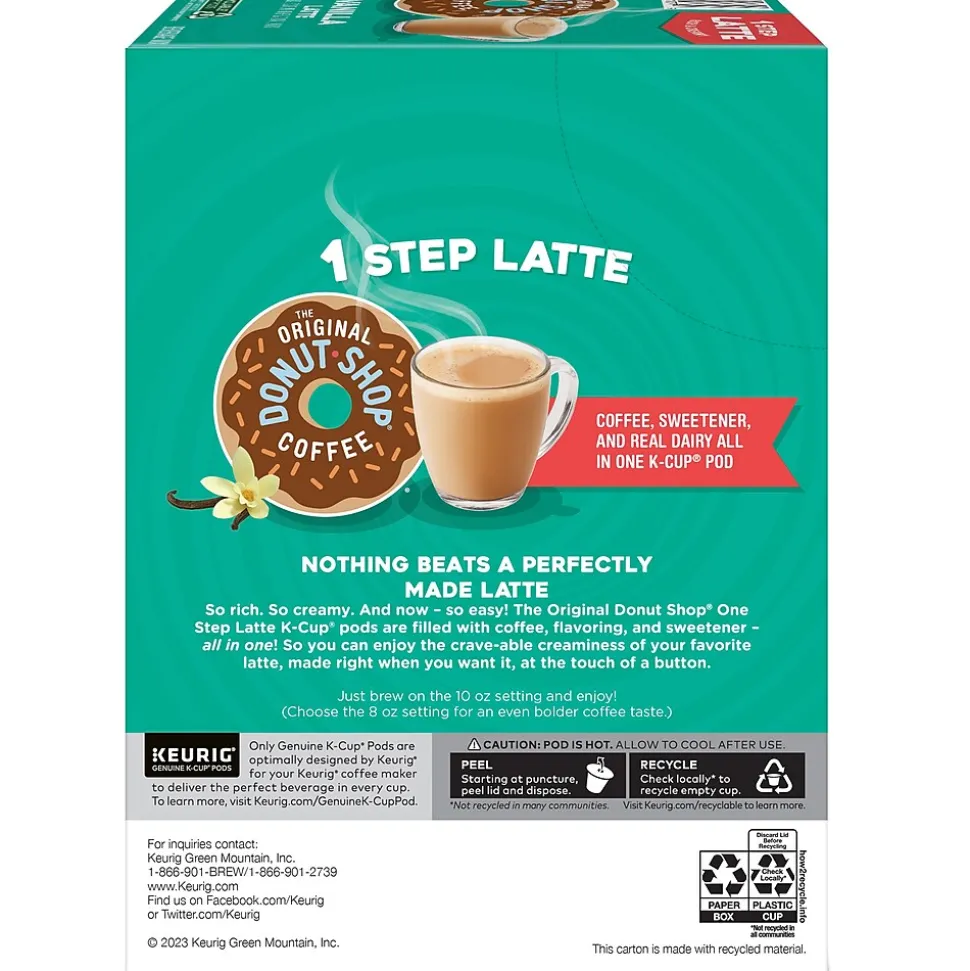 The Original Donut Shop One Step Vanilla Latte Coffee Keurig® K-Cup® Pods, Light Roast, 20/Box (381779)