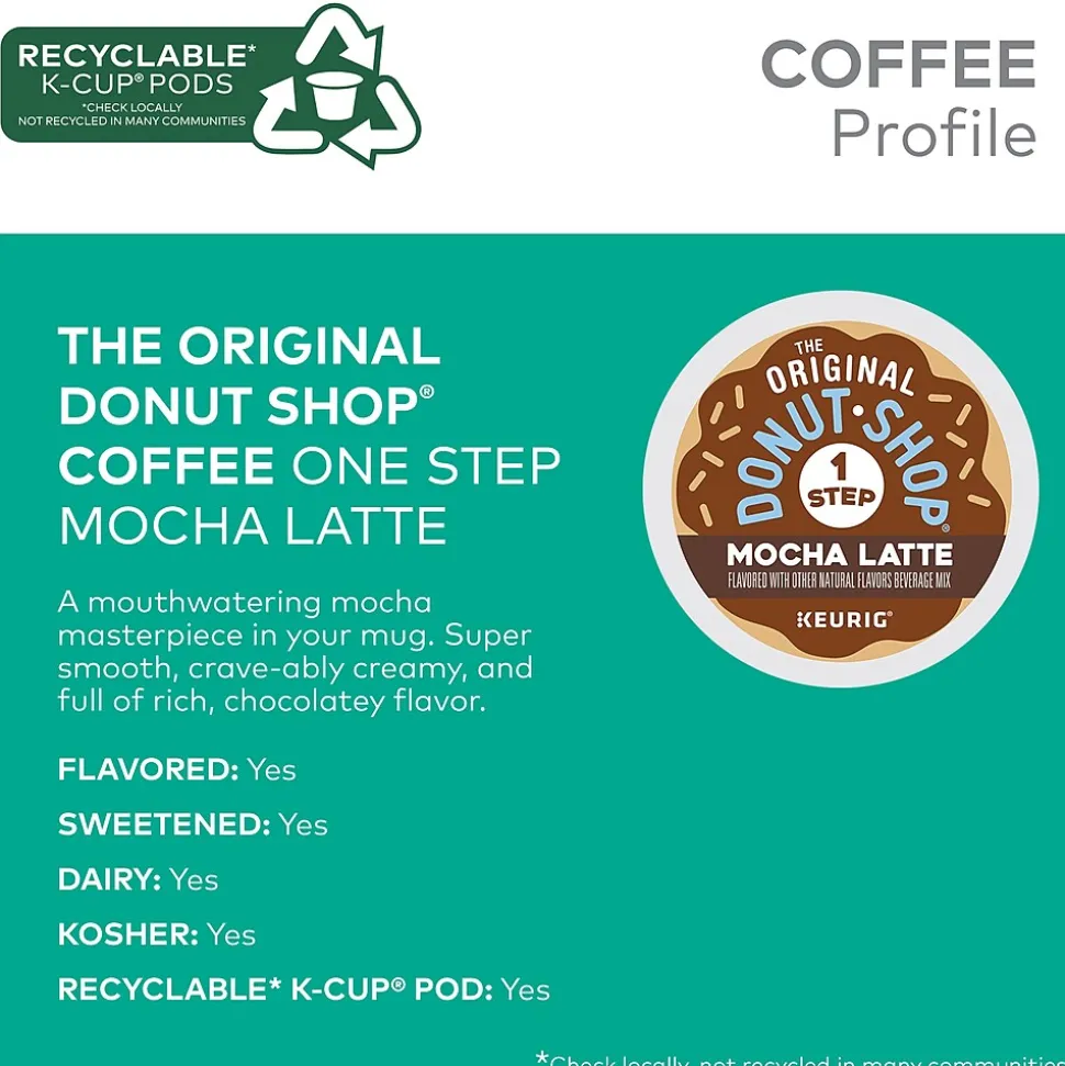 The Original Donut Shop One Step Mocha Latte Coffee Keurig® K-Cup® Pods, Light Roast, 20/Box (381793)