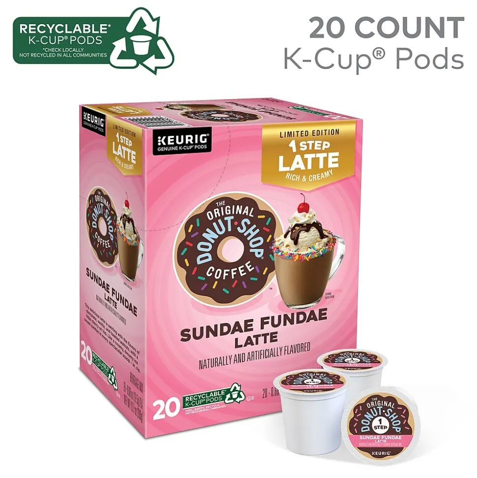 The Original Donut Shop One-Step Sundae Fundae Latte Coffee Keurig® K-Cup® Pods, Dark Roast, 20/Box (5000366594)
