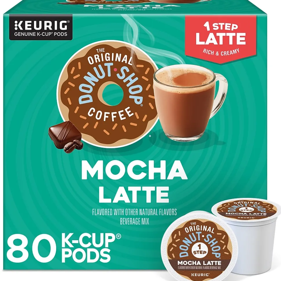 The Original Donut Shop One-Step Mocha Latte Coffee, Keurig K-Cup Pod, Dark Roast, 20/Box, 4 Boxes/Carton (381793CT)