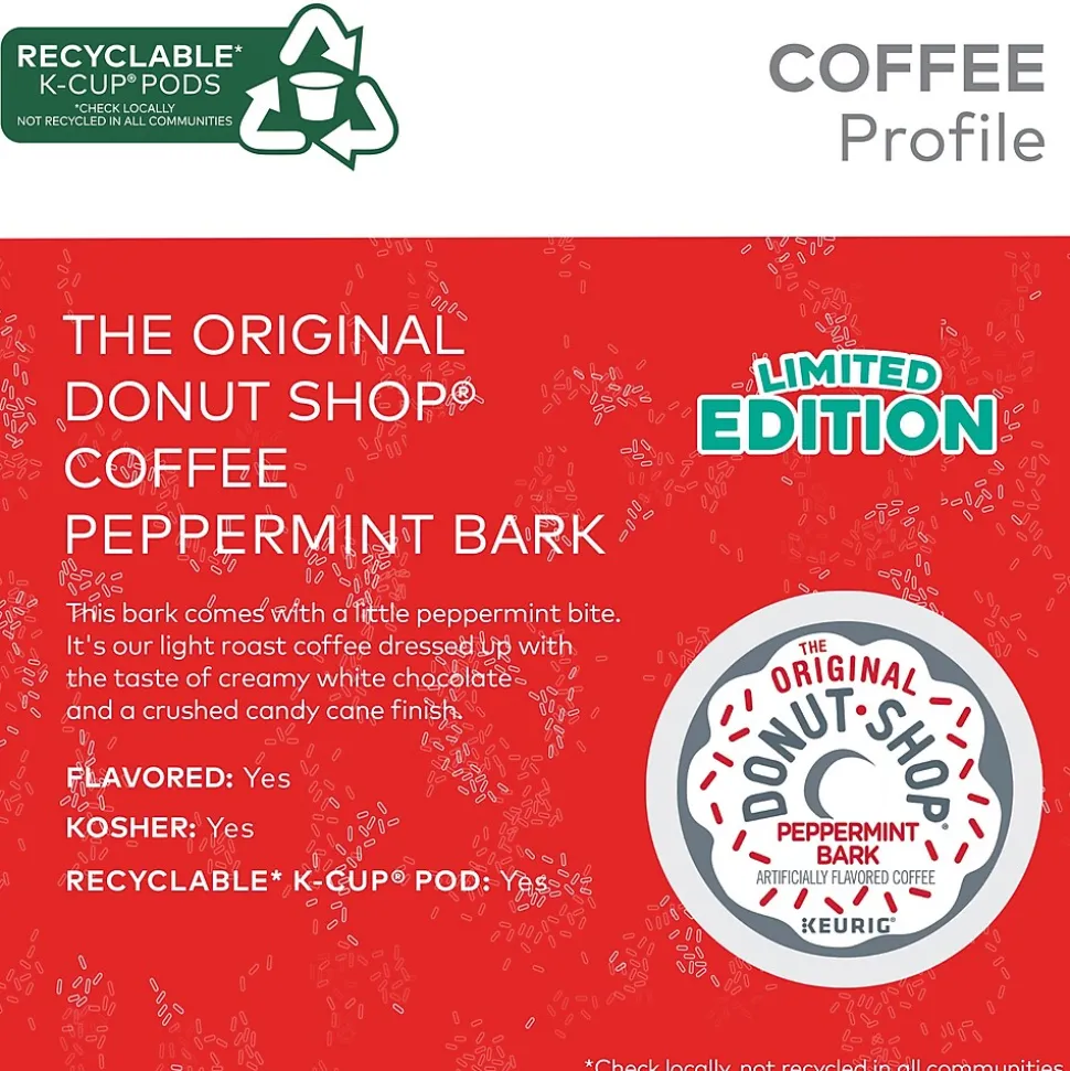 The Original Donut Shop Peppermint Bark Coffee Keurig® K-Cup® Pods, Light Roast, 24/Box (5000201015)