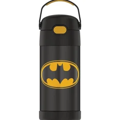 Thermos FUNtainer Batman Stainless Steel Vacuum Insulated Water Bottle, 12 oz., black (THRF4100BM6)