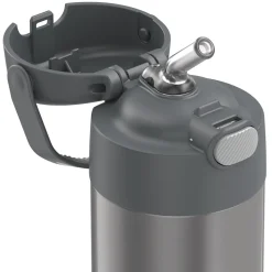 Thermos FUNtainer Stainless Steel Vacuum Insulated Water Bottle, 12 oz., Gray (THRF4100CH6)