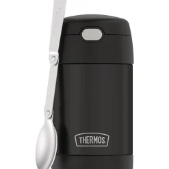 Thermos FUNtainer Stainless Steel Vacuum-Insulated Food Jar with Folding Spoon, 16-Oz., Black Matte (F31101BK6)